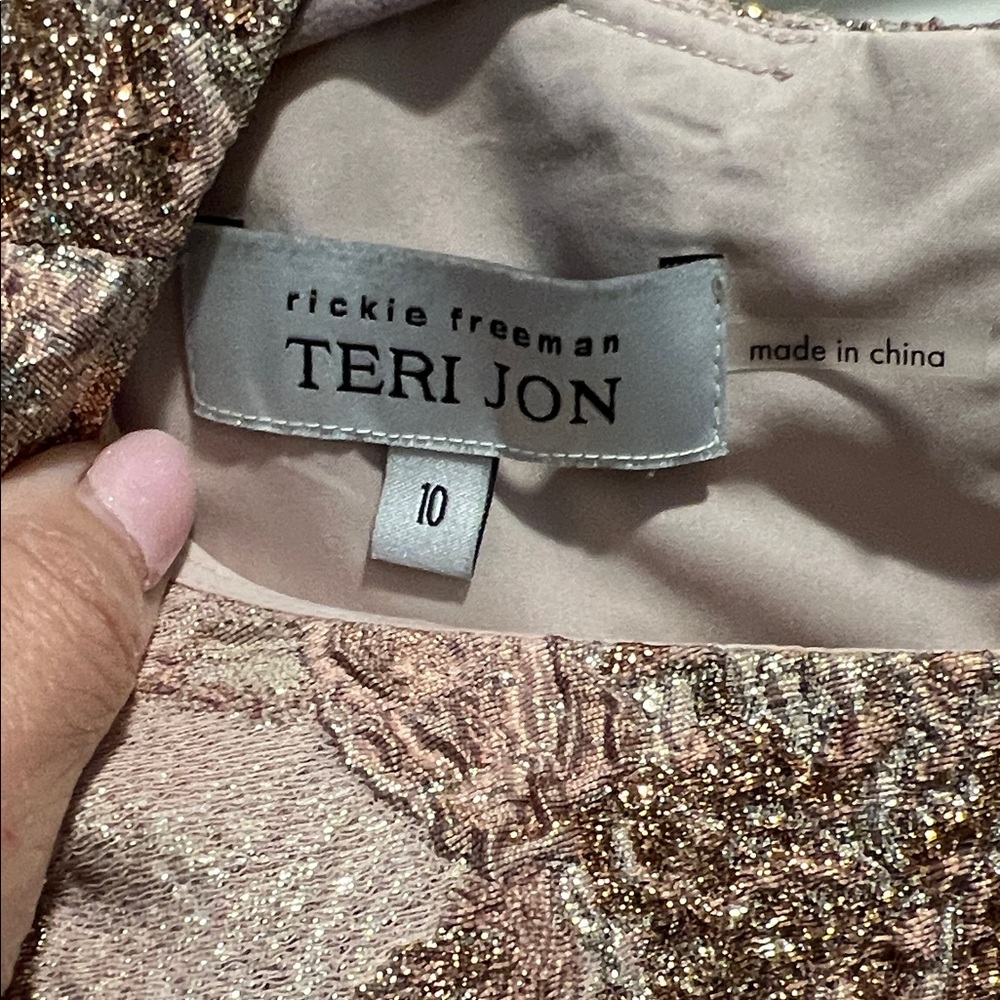 Teri Jon Pink and Gold Brocade Midi Dress - Picture 2 of 5
